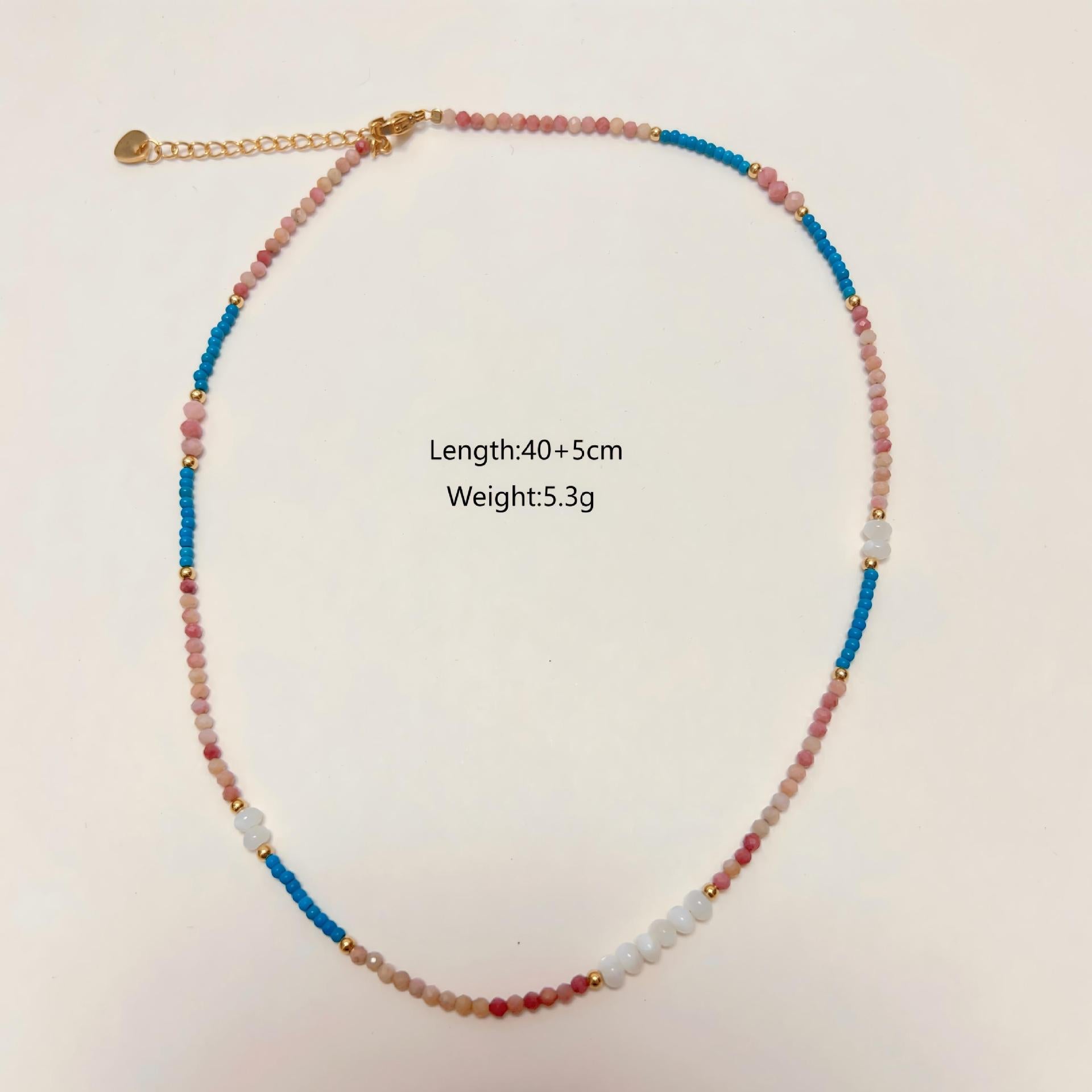 Wholesale Millet beads turquoise simple mother-of-pearl rhodonite necklace