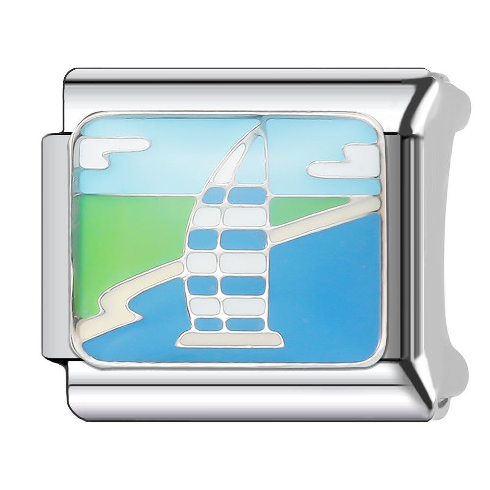 Wholesale Italian Charm Bracelet 9mm DIY Splicing Creative Pattern Stainless Steel Composable Bracelet