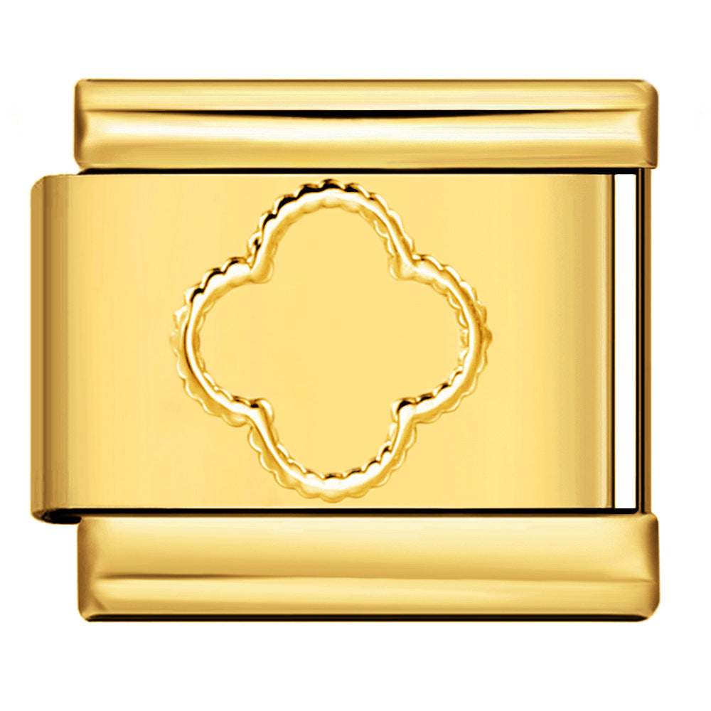 Wholesale Italian Charm Bracelet 9mm DIY Splicing Removable Gold Stamping Pattern Stainless Steel Composable Bracelet