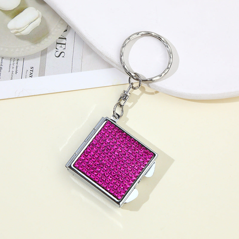 Wholesale Rhinestone Mini Portable Makeup Mirror Keychain ACC-KC-ZhiYa019