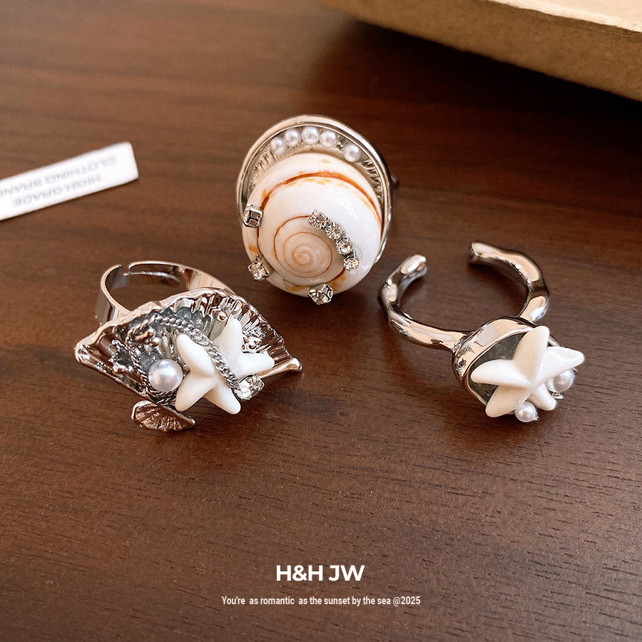 Wholesale Silver Shell Boho Open Ring,  Fashion Jewelry for Women Gift