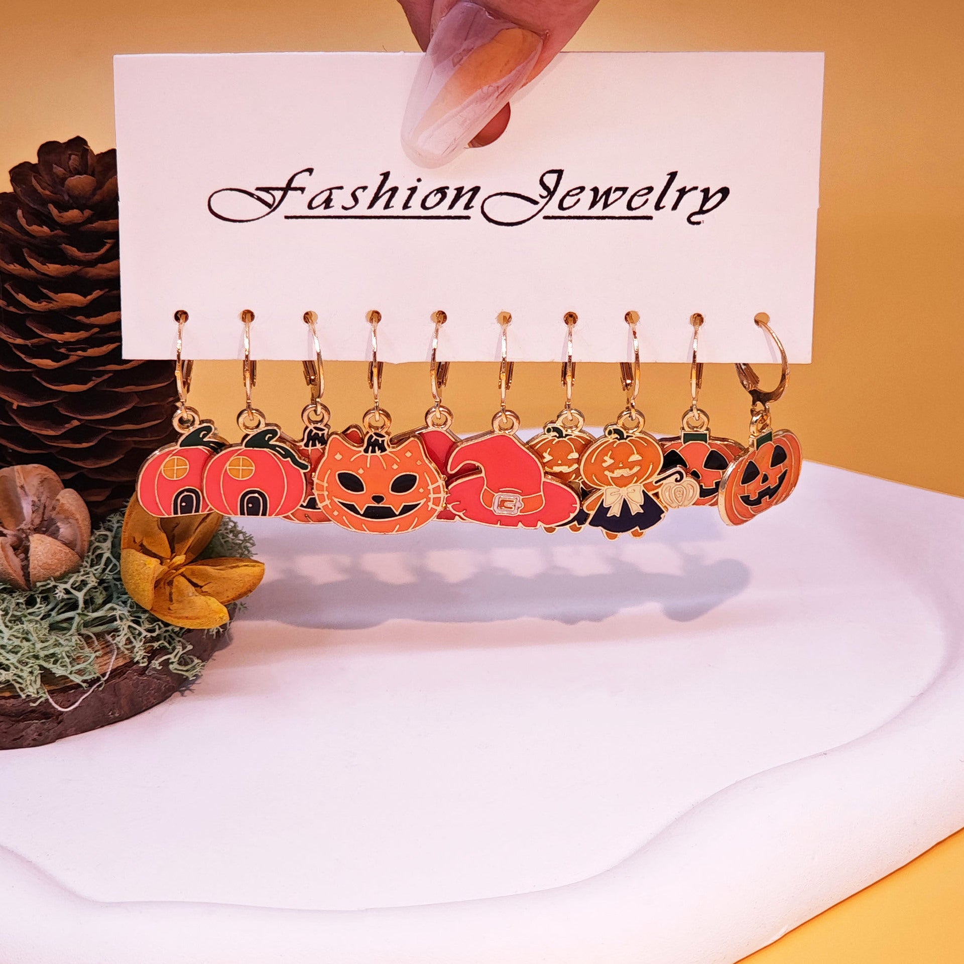 Wholesale Halloween Pumpkin Black Cat Pendant Earrings ACC-ES-TianShe001
