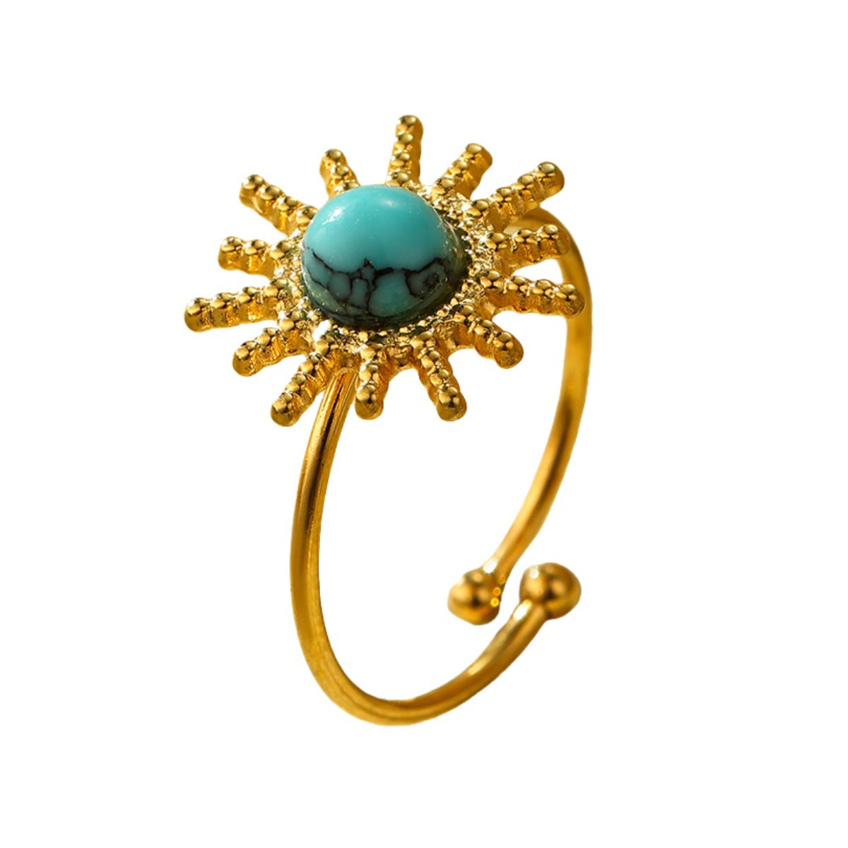 Wholesale Retro Style Stainless Steel Turquoise Adjustable Ring,  Jewelry Accessory for Resale