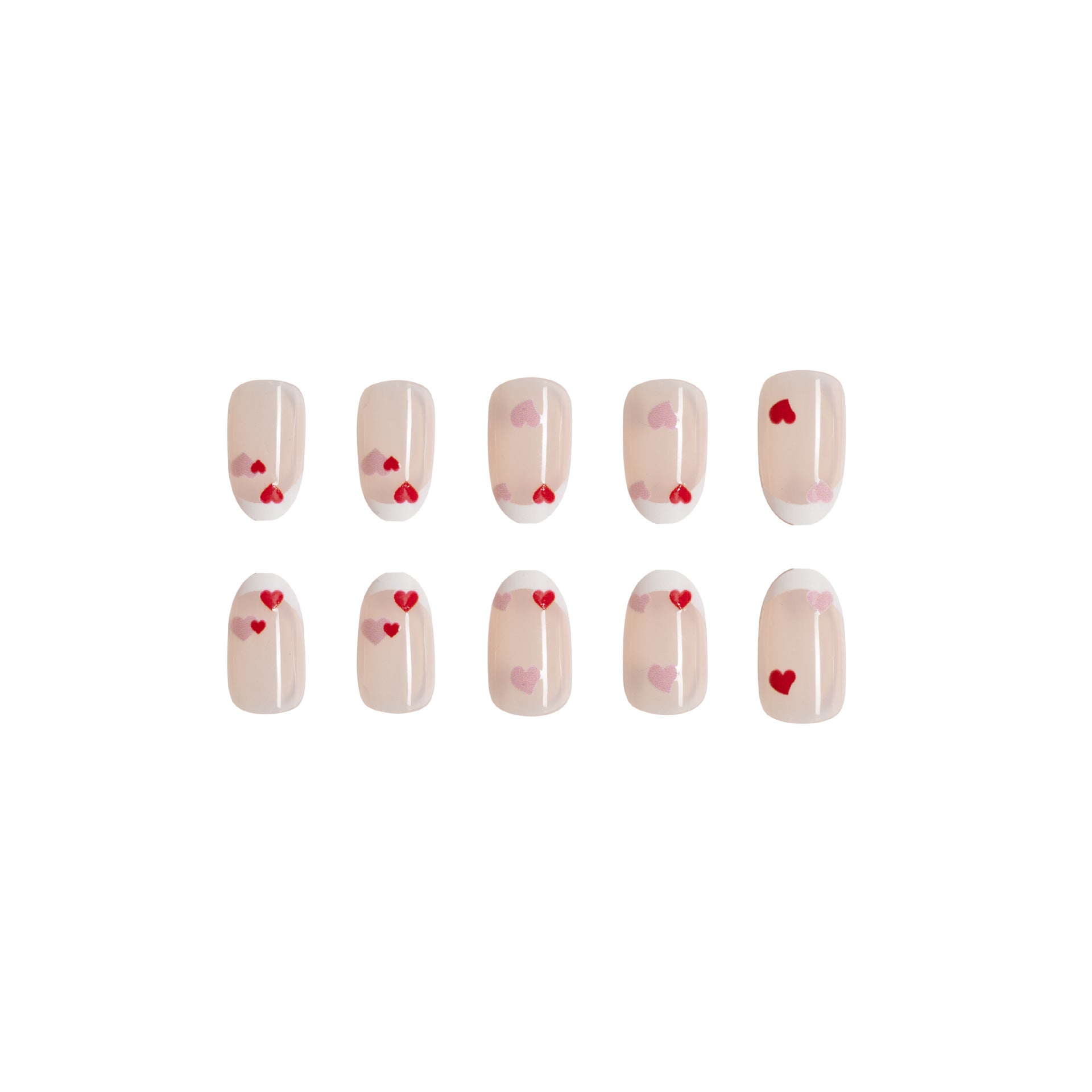 Wholesale 24 Pieces/box Valentine's Day Short Glossy Oval Love Manicure Press-on Nails Kits Nail Stickers ACC-NS-GuaiXL059