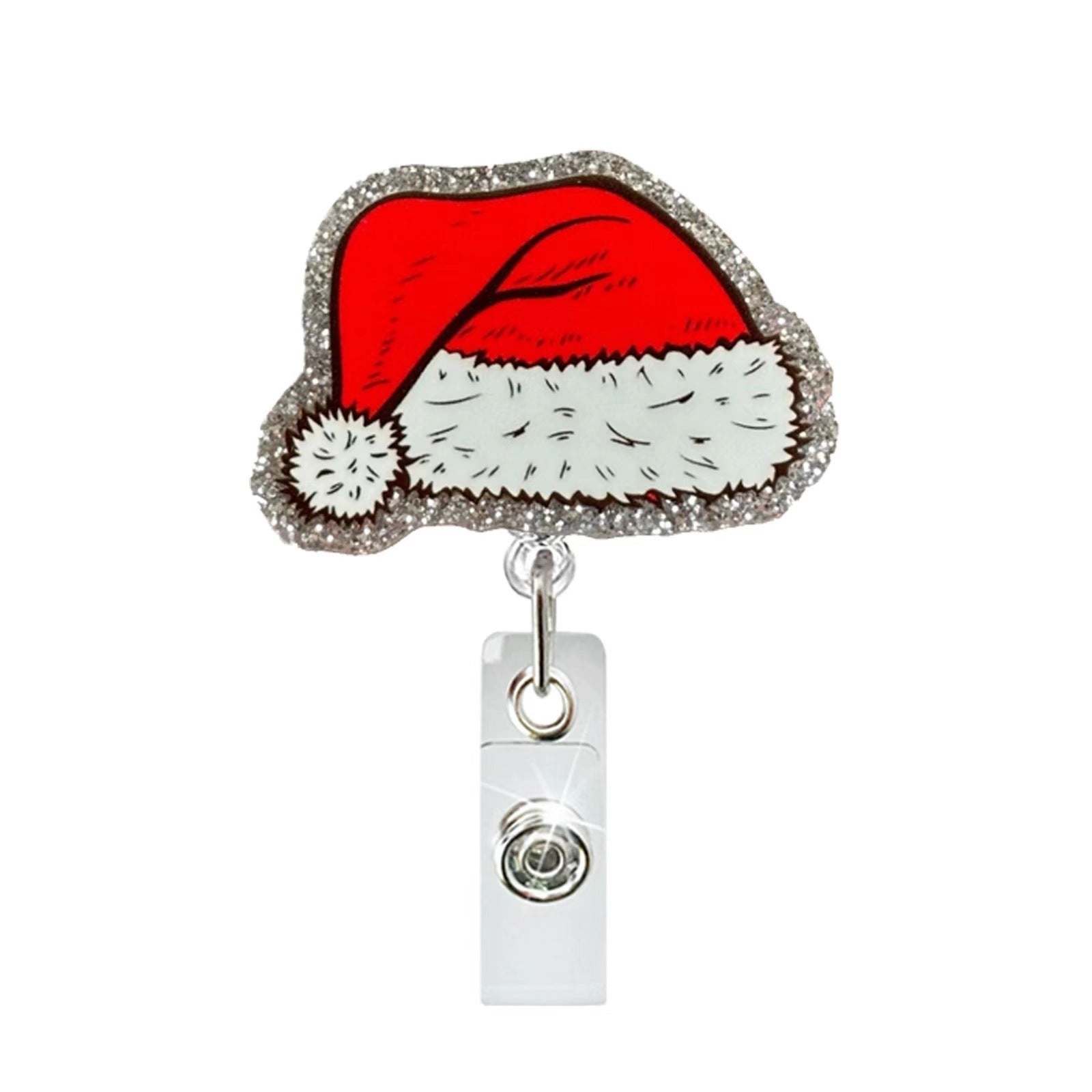 Wholesale Christmas Tree Holiday Glitter Badge Clip Retractable Fun Keychain ACC-KC-LingYu017