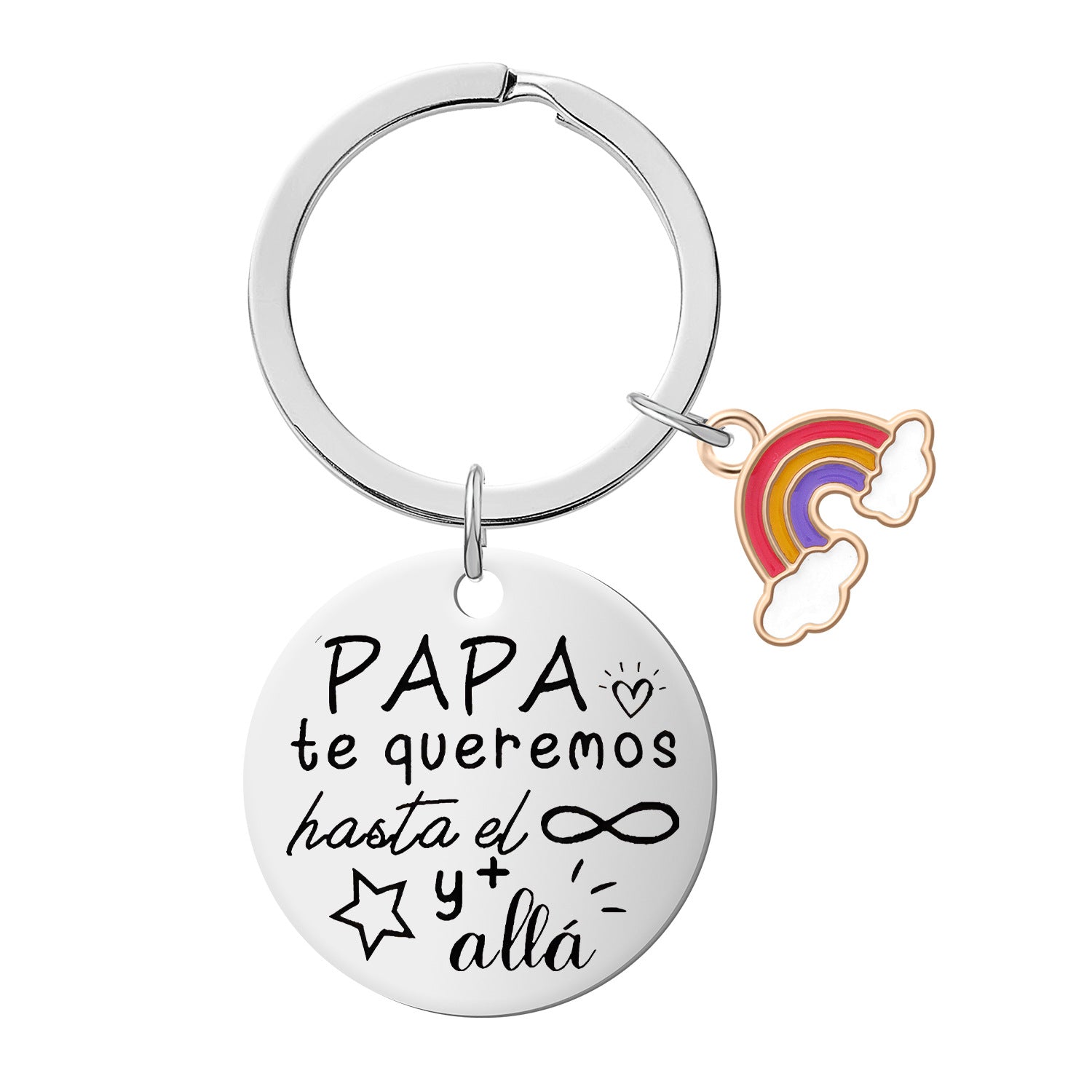 Wholesale Mother's Day Stainless Steel Engraved Rainbow Keychain
