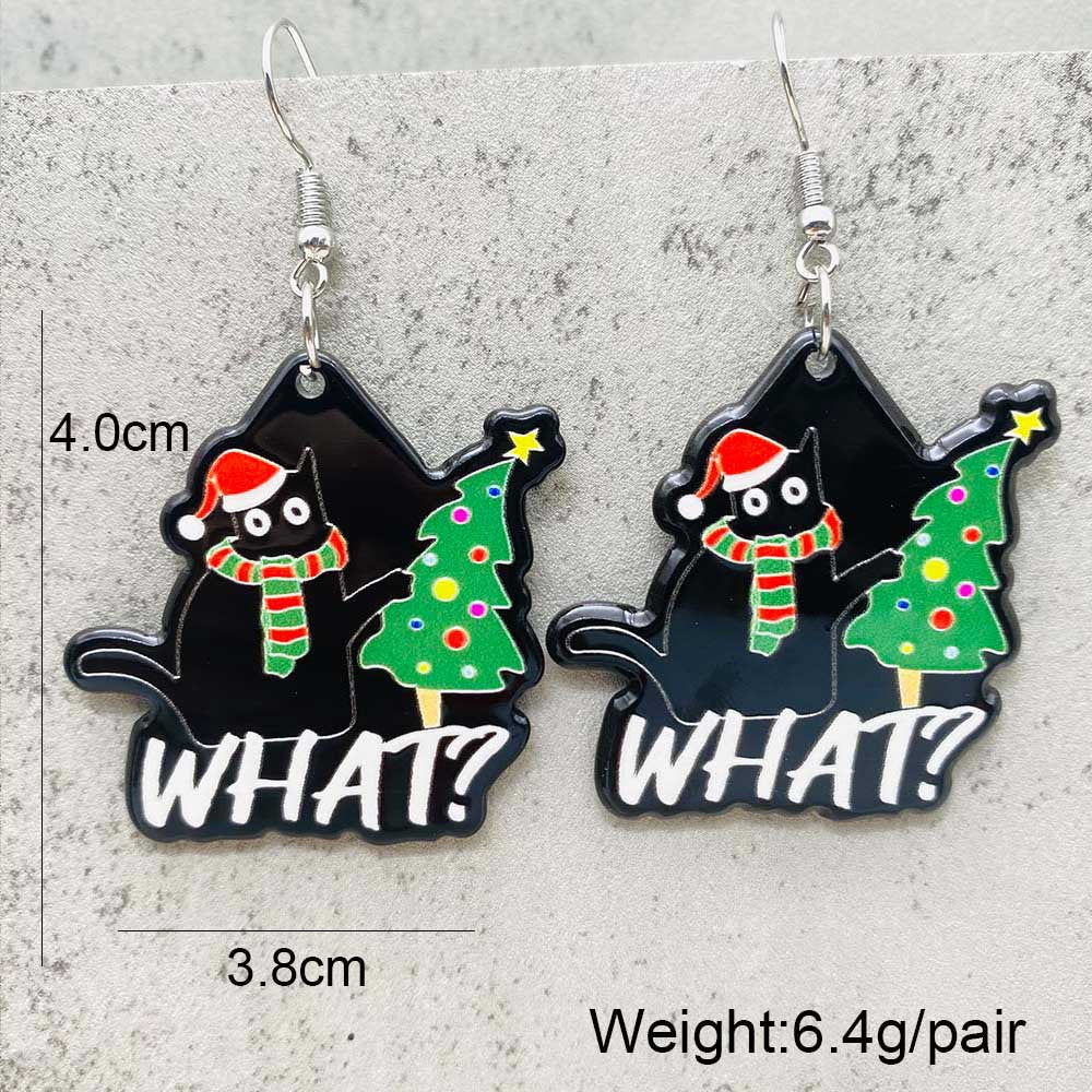 Wholesale Christmas Earrings Snowflake Elk Bell Christmas Dwarf Acrylic Double-Sided Printing Earrings