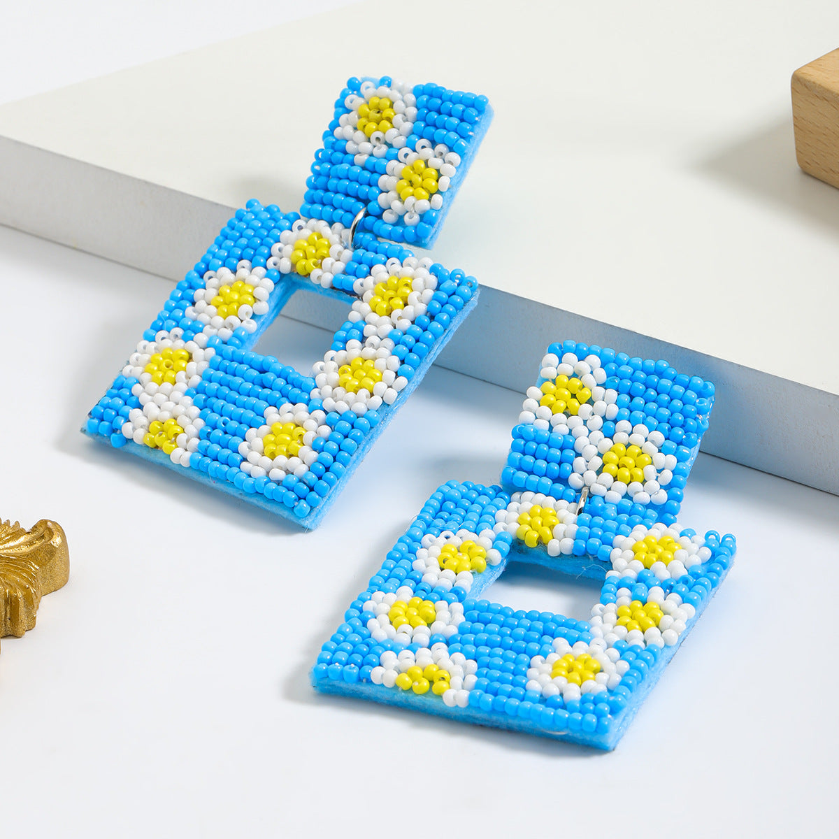 Wholesale Flower, Rice Bead, Small Daisy Earrings ACC-ES-JiaQi007