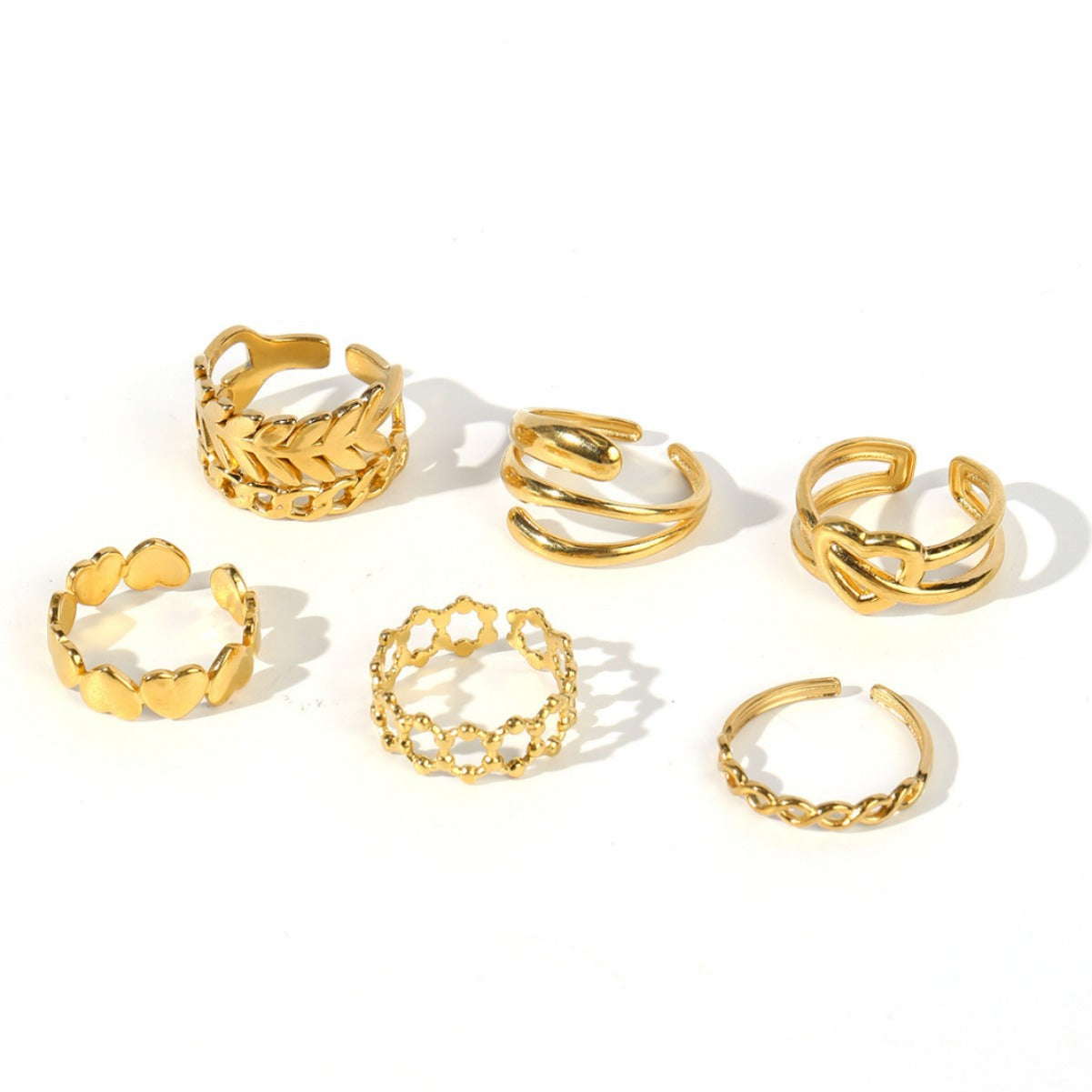 Wholesale Vintage Stainless Steel Ring 18k Gold Plated Leaf Love Rings ACC-RS-MuC010