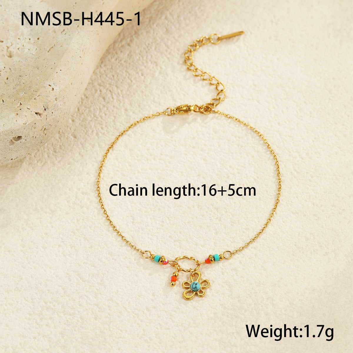 Wholesale Stainless Steel  Summer Marine Style Shell Starfish Flower Colored Beads  Bracelet