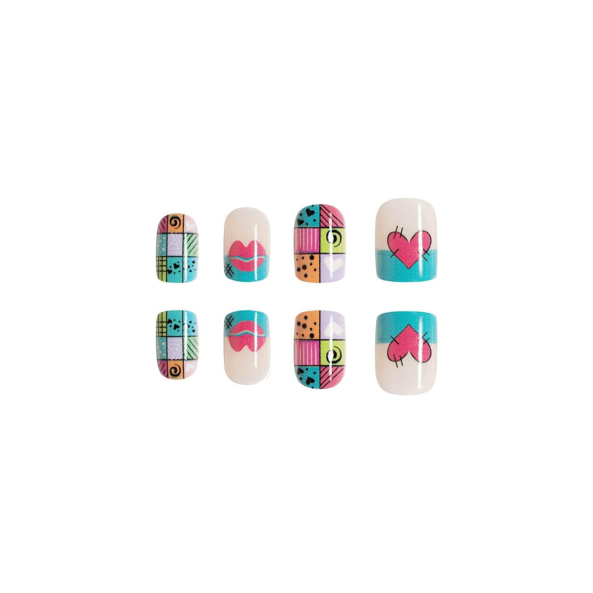 Wholesale 24 Pieces/box Valentine's Day Glossy Heart Red Pink Lips Manicure Press-on Nails Kits Nail Stickers ACC-NS-GuaiXL051