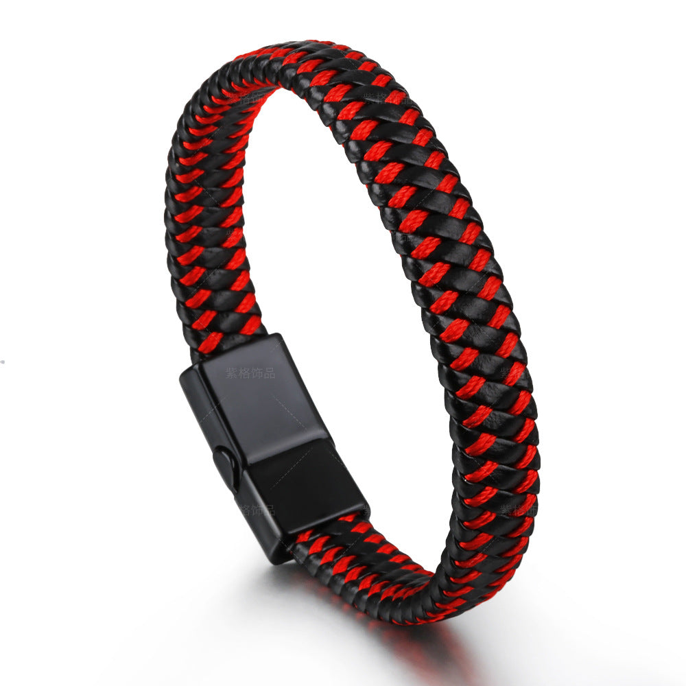 Wholesale Retro Men S Handwoven Leather Wave Bracelet Multi Layer Jewelry Accessory For Everyday Wear And Gift