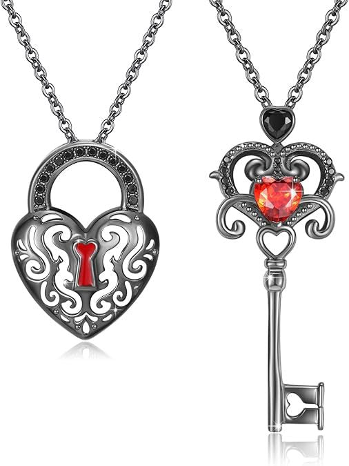 Wholesale  hollow diamond love clavicle chain key lock creative couple  necklace