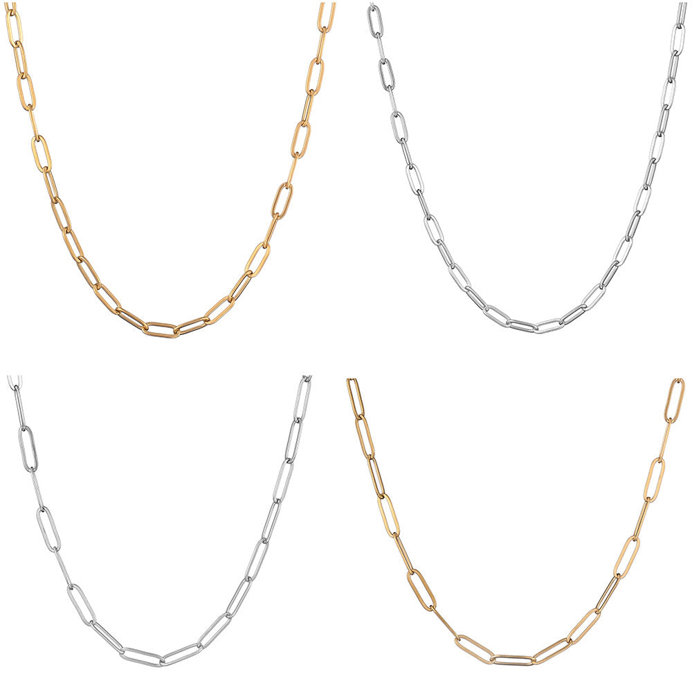 Wholesale Titanium steel electroplated 18K gold necklace