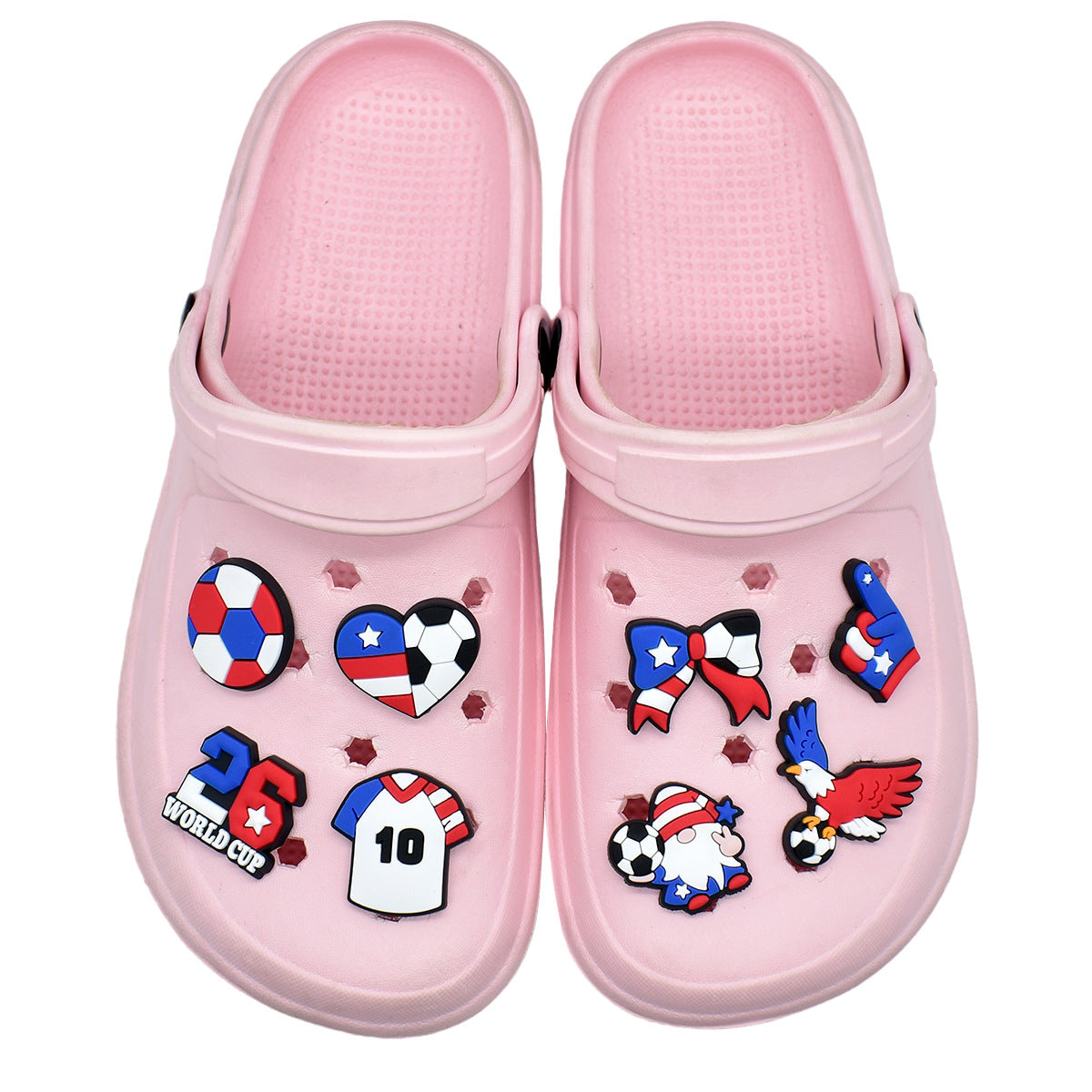 Wholesale Random 100pcs USA Football   PVC Soft Rubber Shoe Buckle Decoration