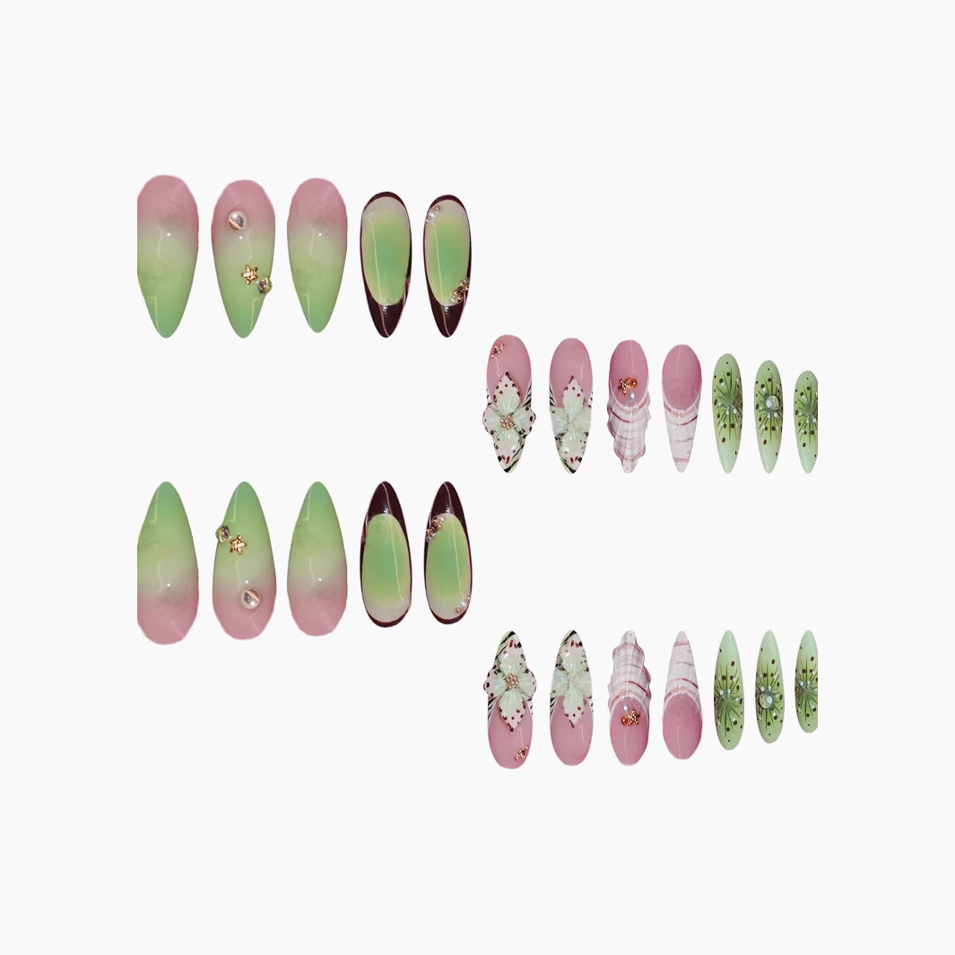 Wholesale 24 Pieces/box Shell Flower Nails Kits Nail Stickers