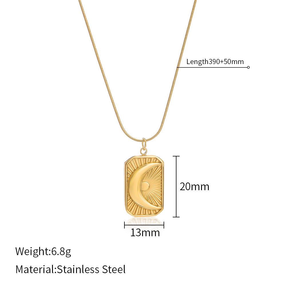 Wholesale  retro necklace titanium steel l gold-plated plain chain pendant necklace
