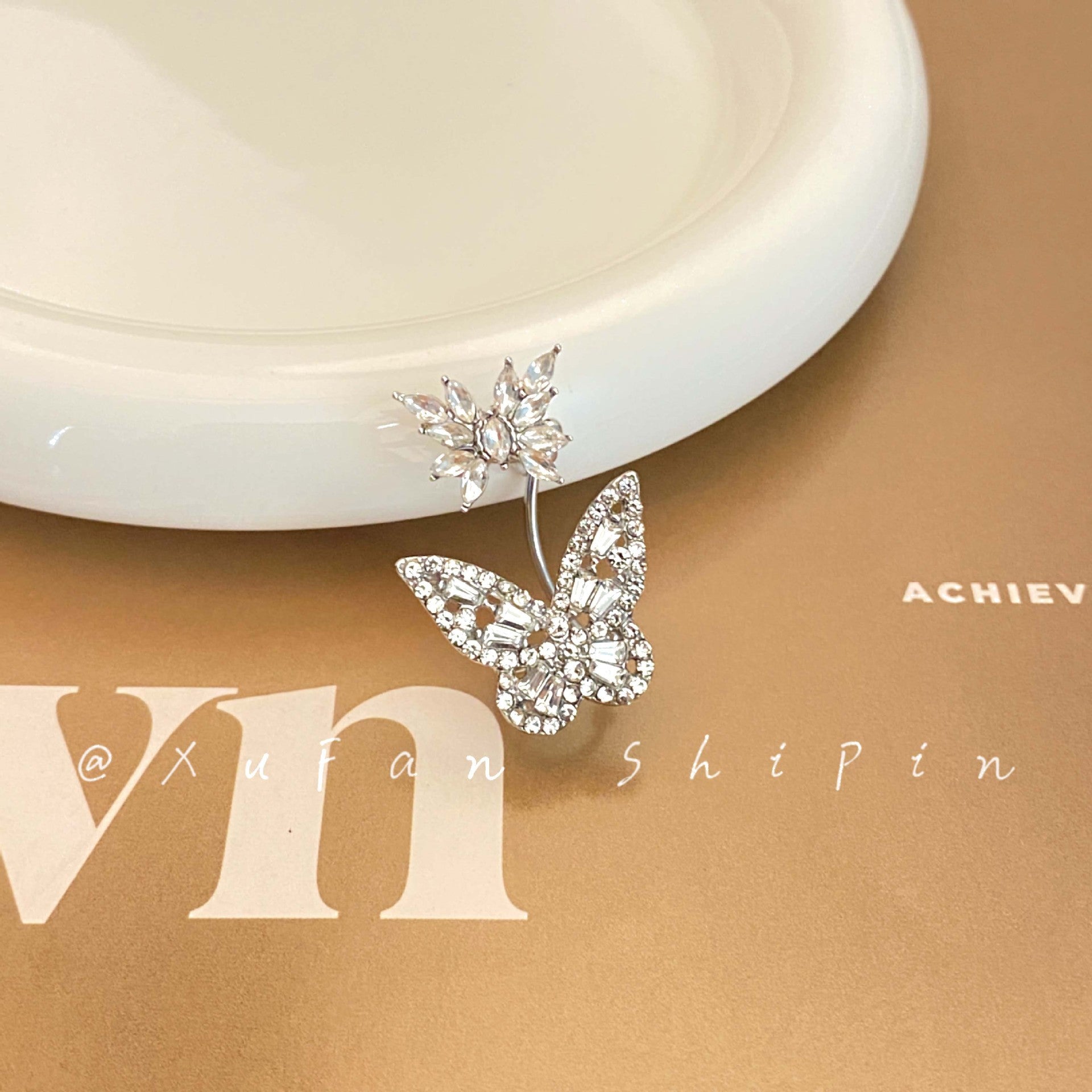 Wholesale Super Fairy Zircon Butterfly Ear Clip Earrings