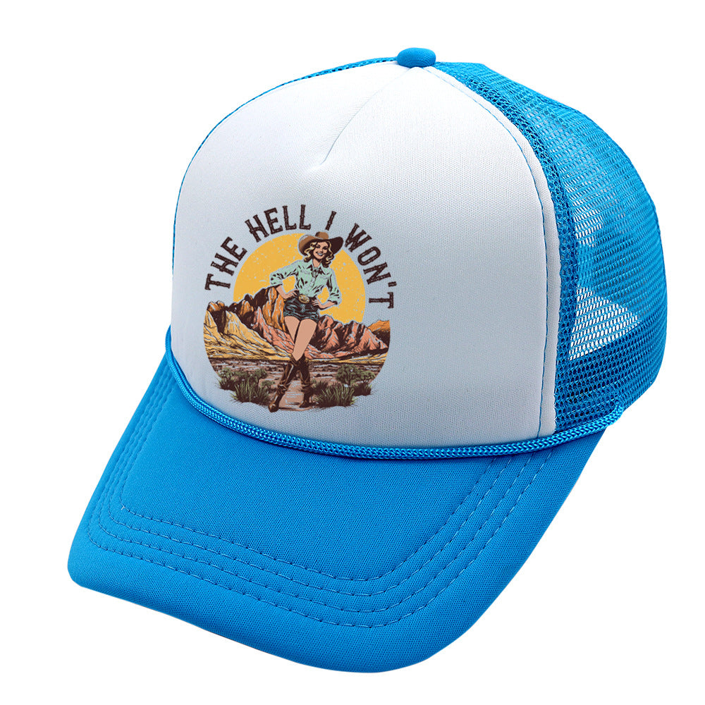 Wholesale Trucker Hat Western Style Cowboy Baseball Cap Printed Mesh Cap ACC-HT-HaiPu013
