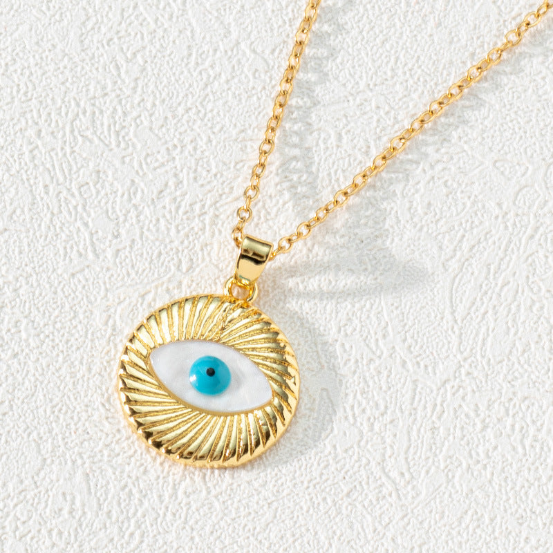 Wholesale Bohemian Evil Eye Pendant Necklace Copper Zircon Drop Oil Fashion Accessory Boutique Resale