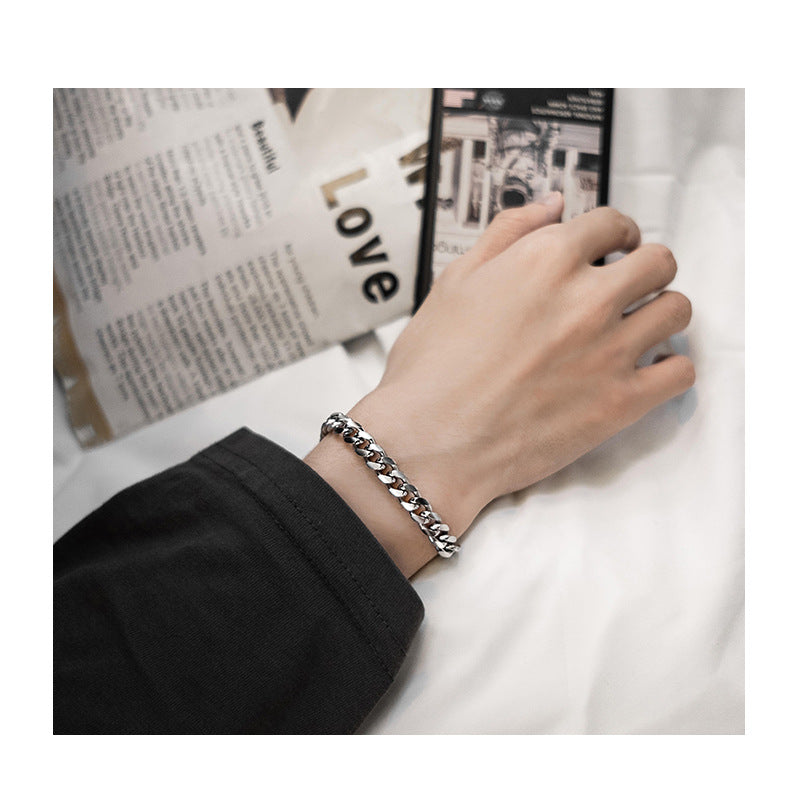 Wholesale Unisex Polished Titanium Steel Cuban Chain Bracelet - Stylish Hip Hop Jewelry Accessory for Everyday Gift