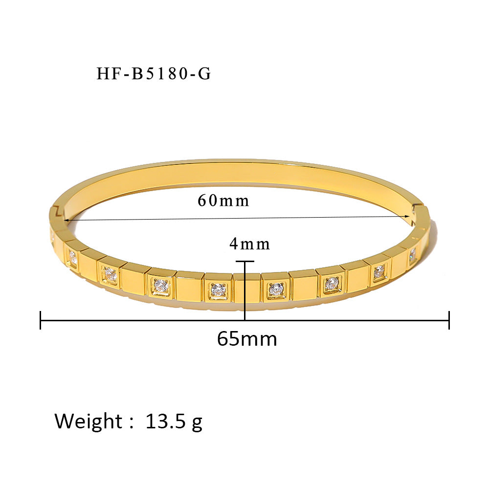Wholesale Stainless Steel 18K Gold Plated Geometric Star Flower Zircon Bracelet