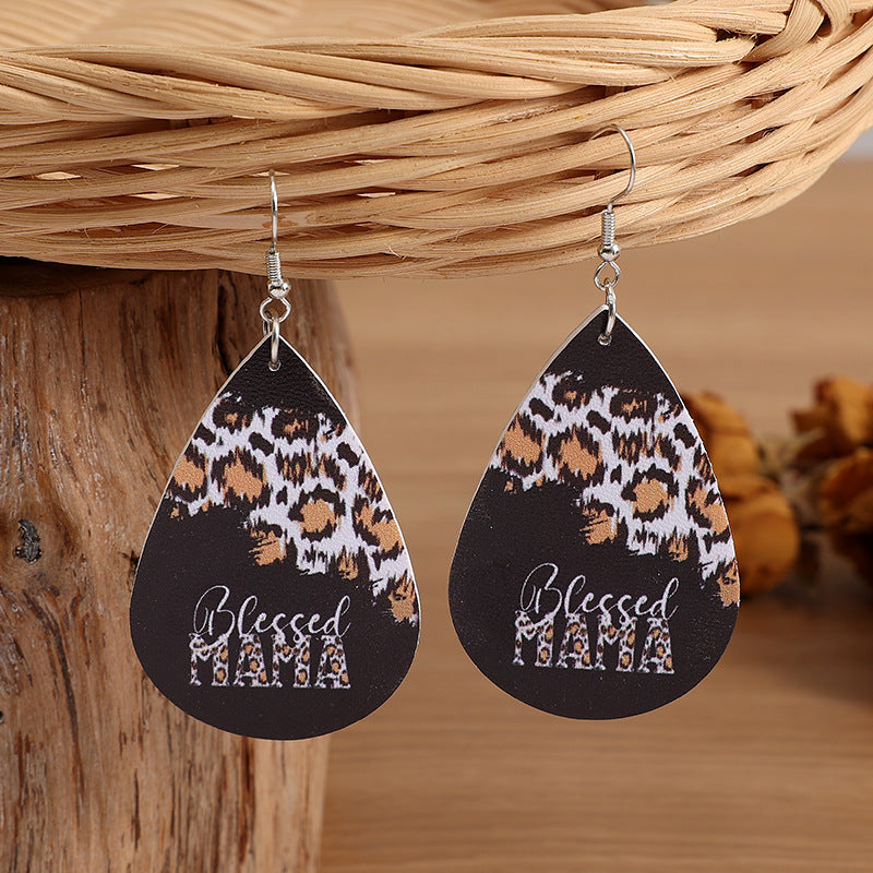 Wholesale Mother' s Day Bohemian Leopard Print Earrings