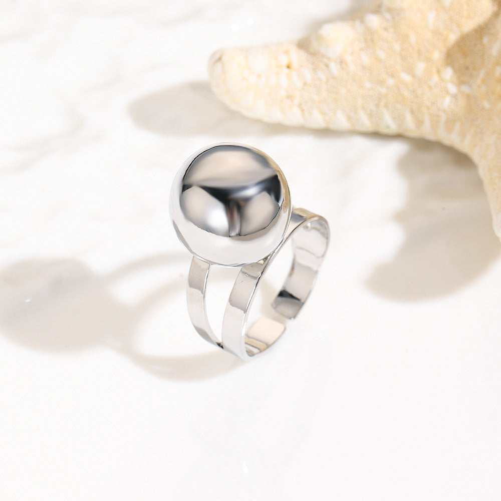 Wholesale Hollow polished ball copper plated color-retaining adjustable ring