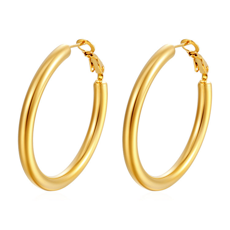 Wholesale Round Exaggerated Solid Stainless Steel 18K Gold Plated Earrings ACC-ES-MuShan018