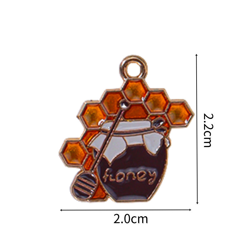 Wholesale 10pcs/pack  Alloy Oil Dripping Cartoon Bee Animal DIY Earrings Keychain Pendant Jewelry Accessories Bag Pendant