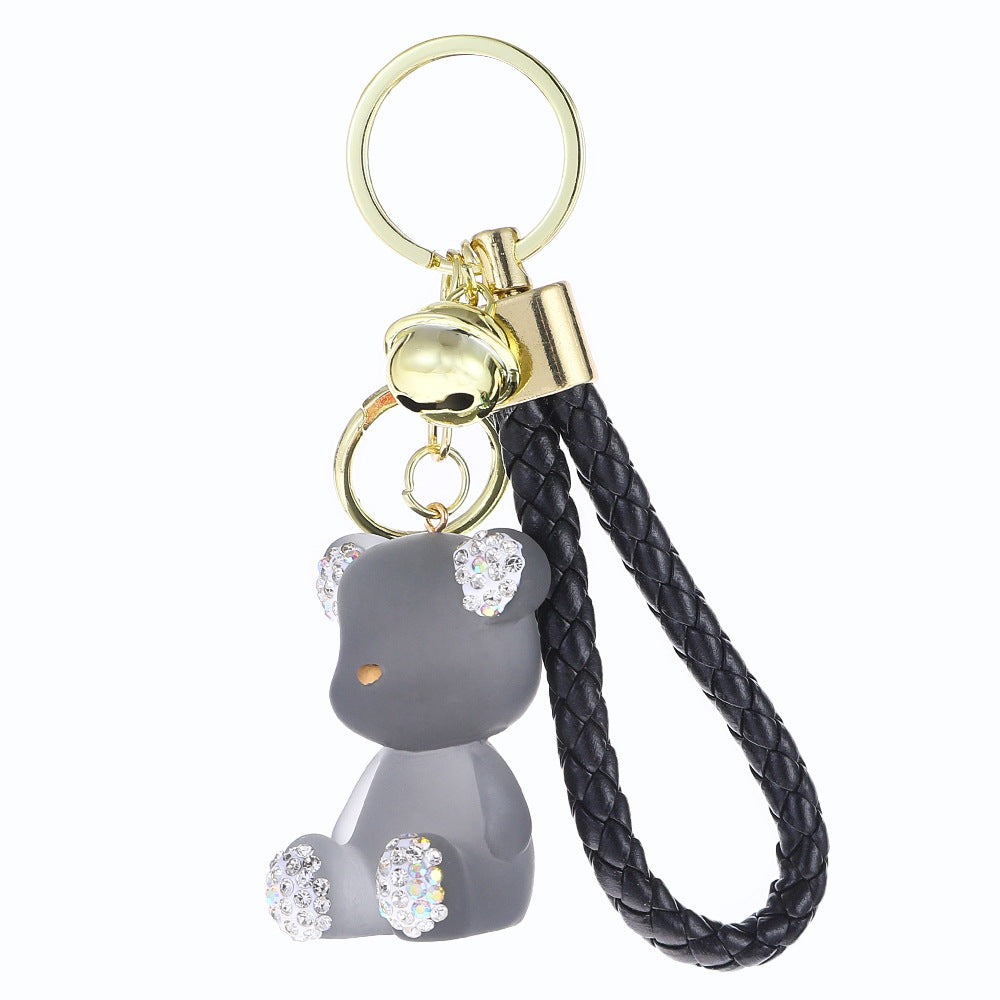 Wholesale Creative diamond doll jelly bear keychain exquisite car Diamond key chain
