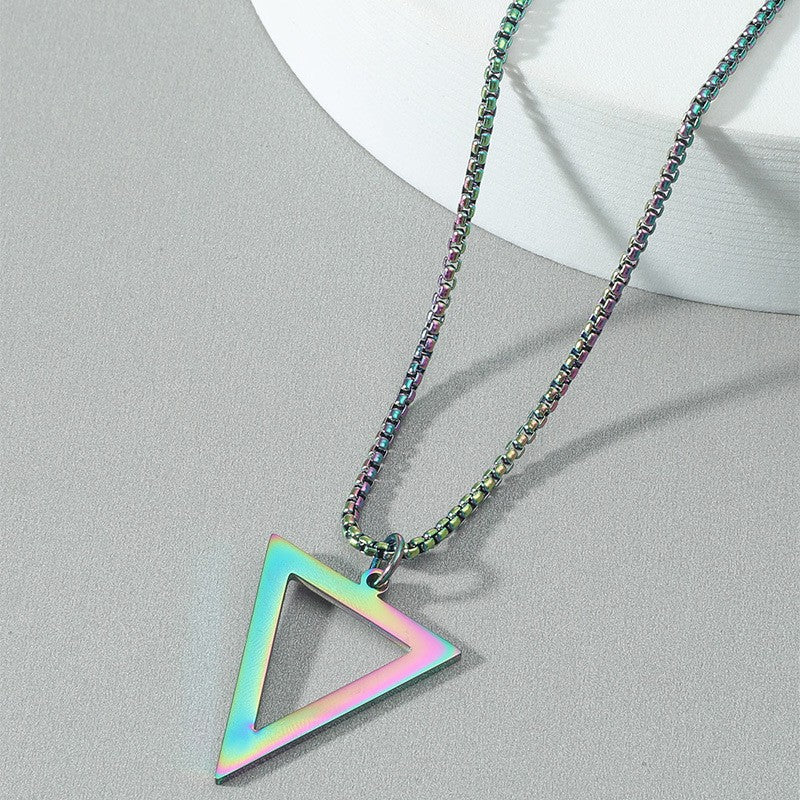 Wholesale Titanium steel black triangle necklace