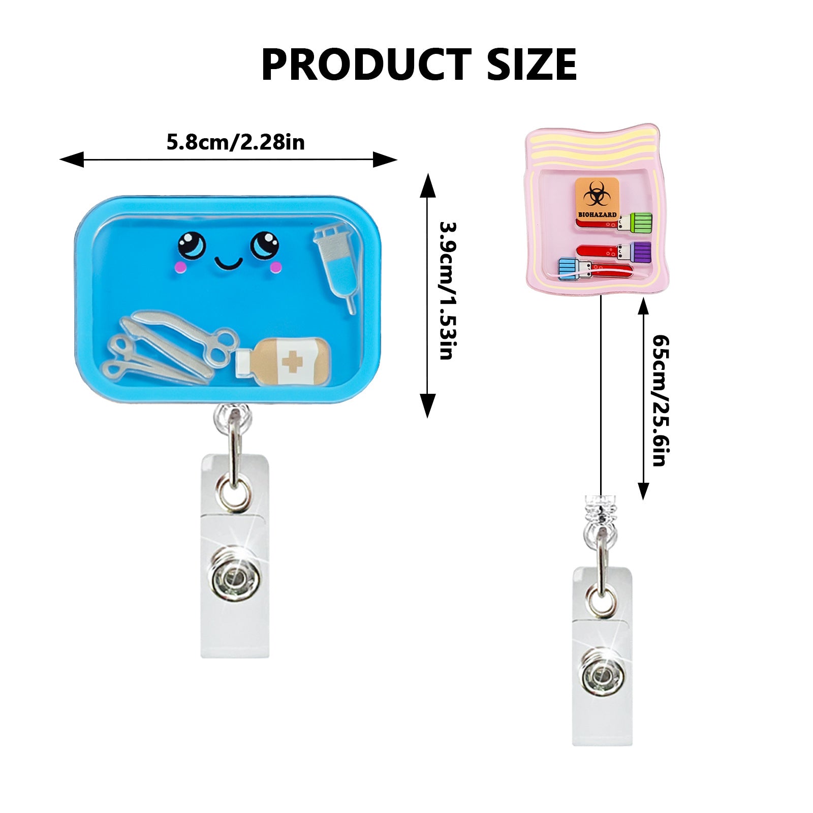 Wholesale Trendy Acrylic Badge Reel Retractable Clip for ID Badges