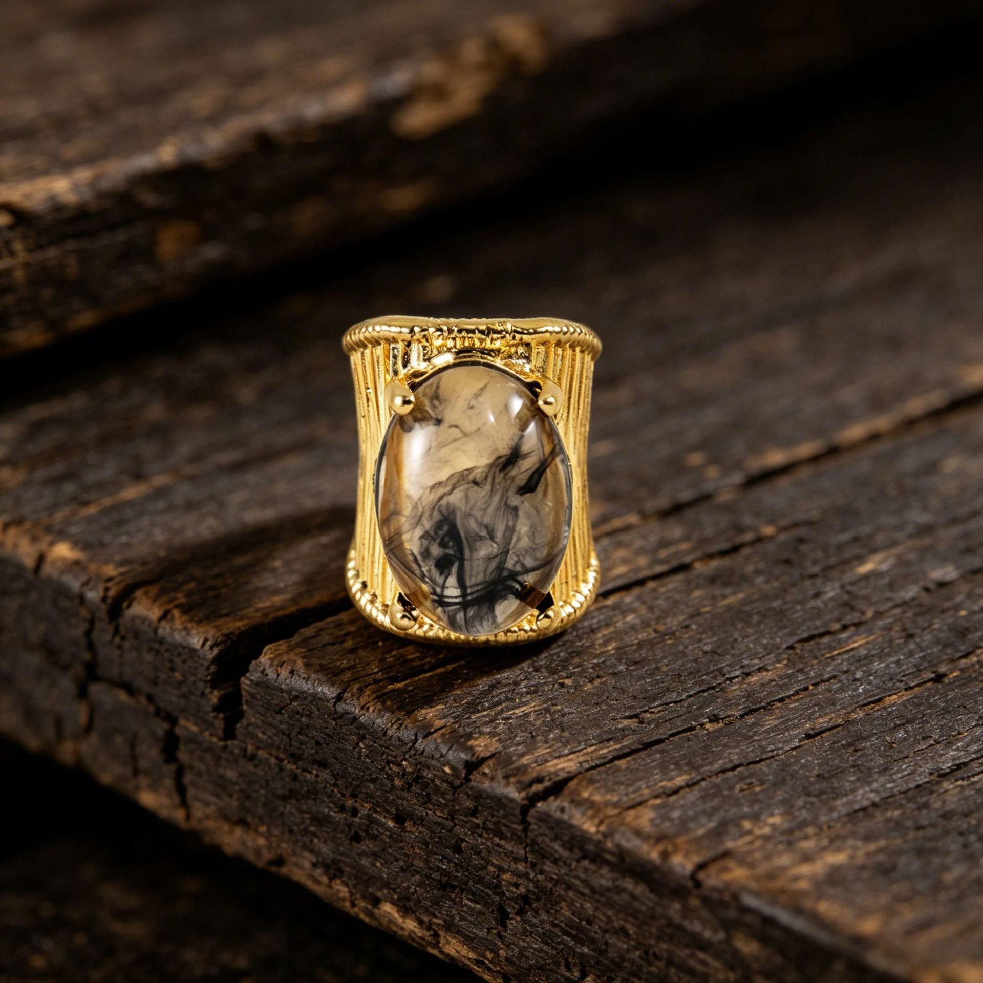 Wholesale Vintage Geometric Resin Gemstone Ring Hip Hop Fashion Accessory Stylish Gift For Everyday Wear