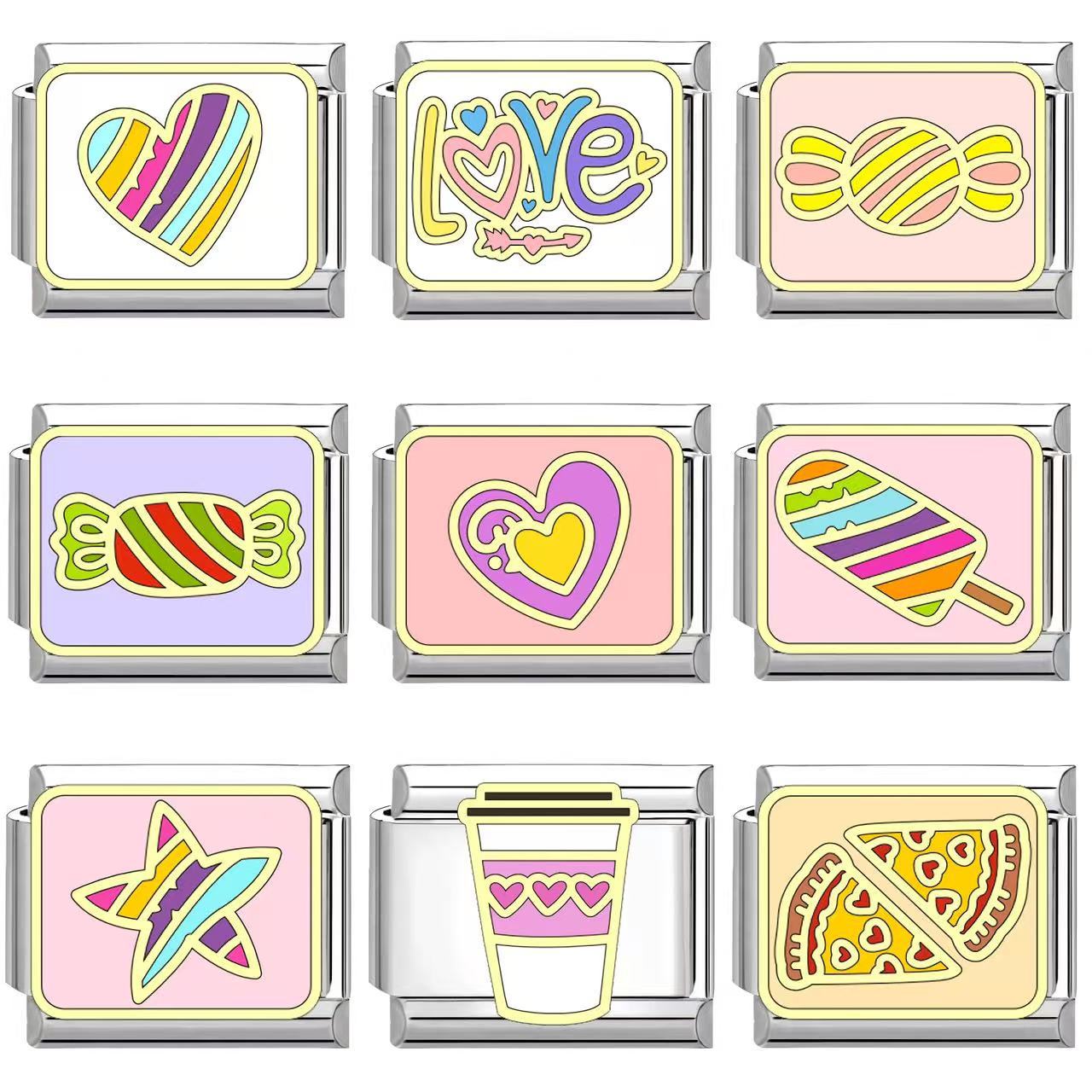 Wholesale Italian Charm Bracelet 9mm DIY Splicing heart Creative Stainless Steel Composable Bracelet