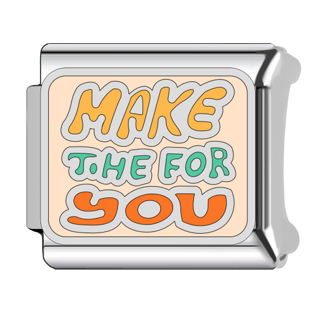 Wholesale    Italian Charm Bracelet 9mm DIY macaron-colored Creative Stainless Steel Composable Bracelet