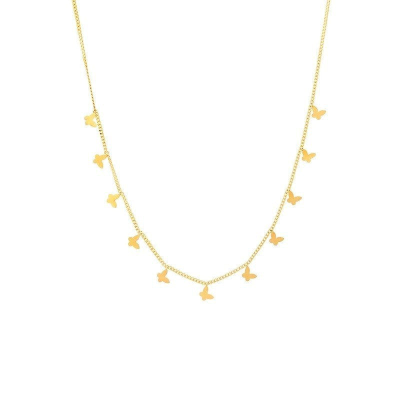 Wholesale Titanium Steel Butterfly Clavicle Necklace French Retro Style Fashion Accessory