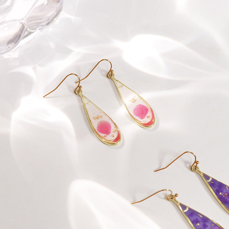 Wholesale 6pcs/pack Herbarium Resin Colored Dried Flower Earrings