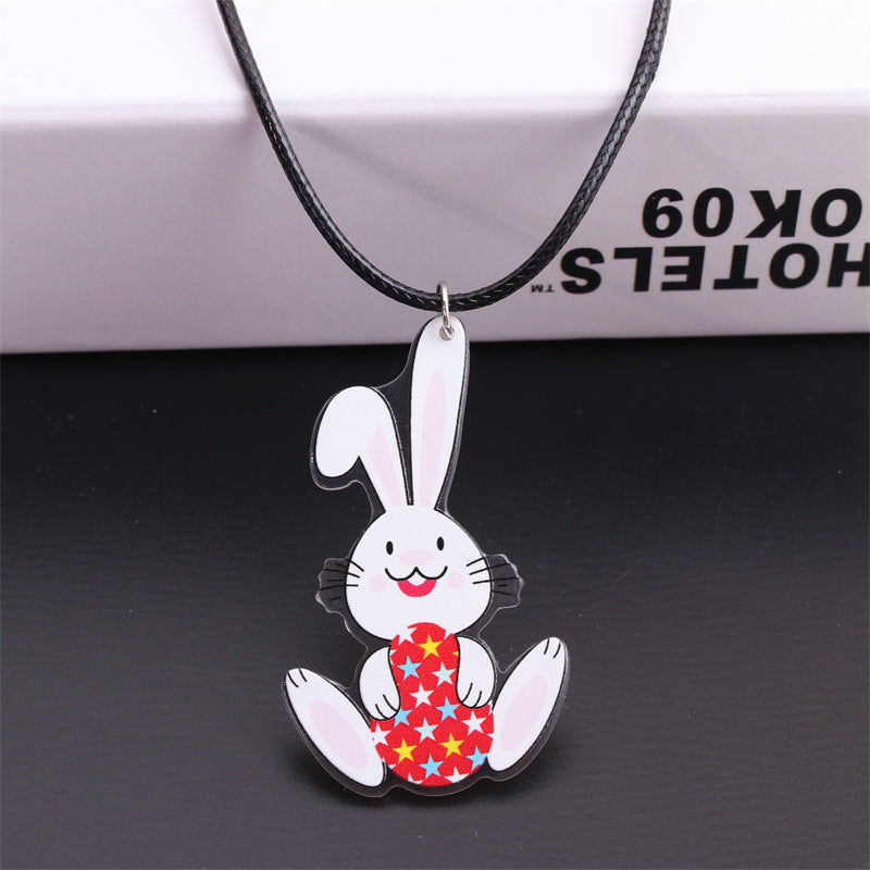 Wholesale Easter Bunny Egg Acrylic Pendant Necklace ACC-NE-DA002