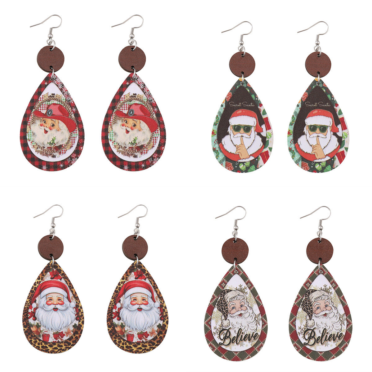 Wholesale Christmas Funny  Plaid ing Pendant Earrings
