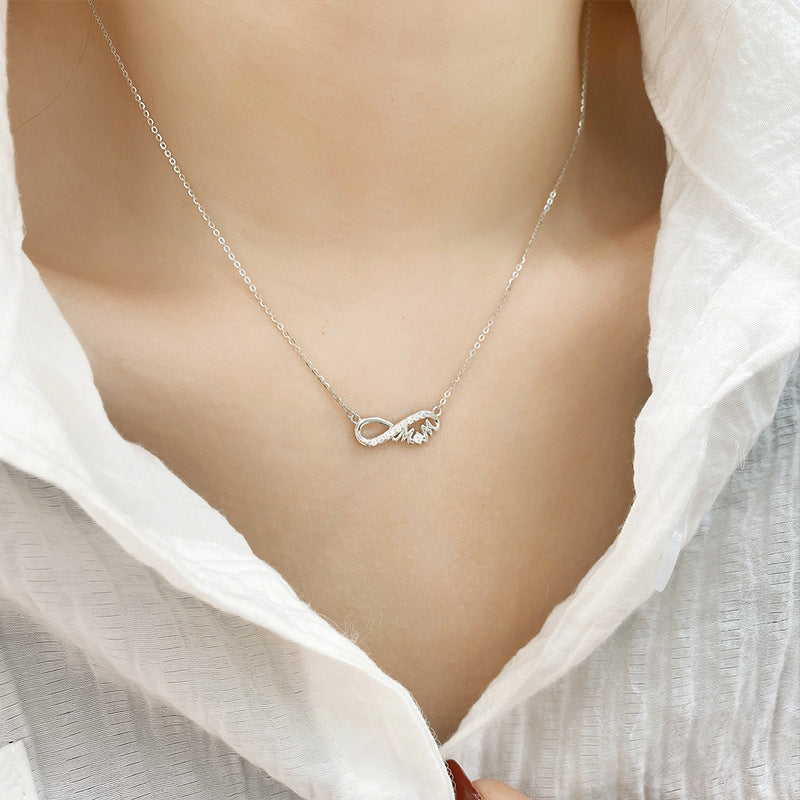 Wholesale Infinite Love Necklace S925 Sterling Silver Light Luxury Zircon Pendant Necklace