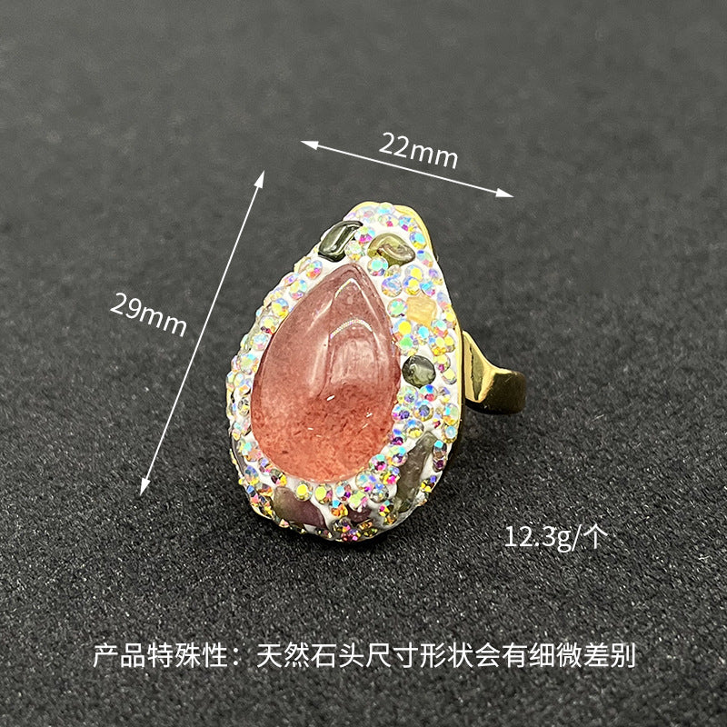 Wholesale  baroque pearl glitter ring  open ring