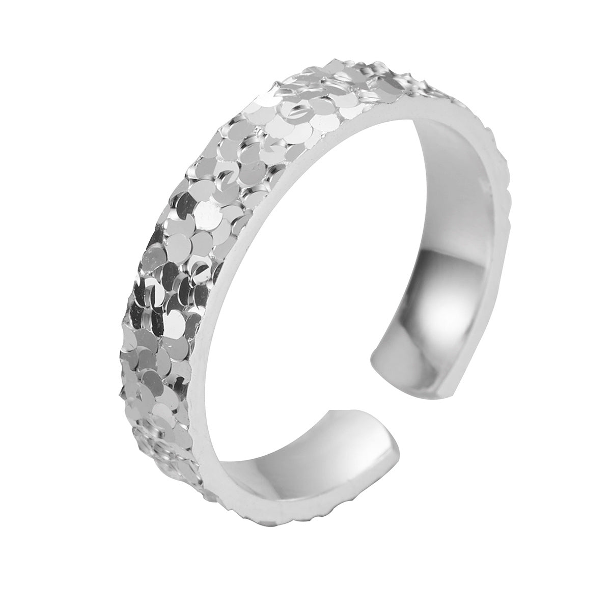 Wholesale Crushed Ice Hammered Silver Ring Adjustable Unisex Couple Jewelry Fashion Accessory Gift For Boutique Resale
