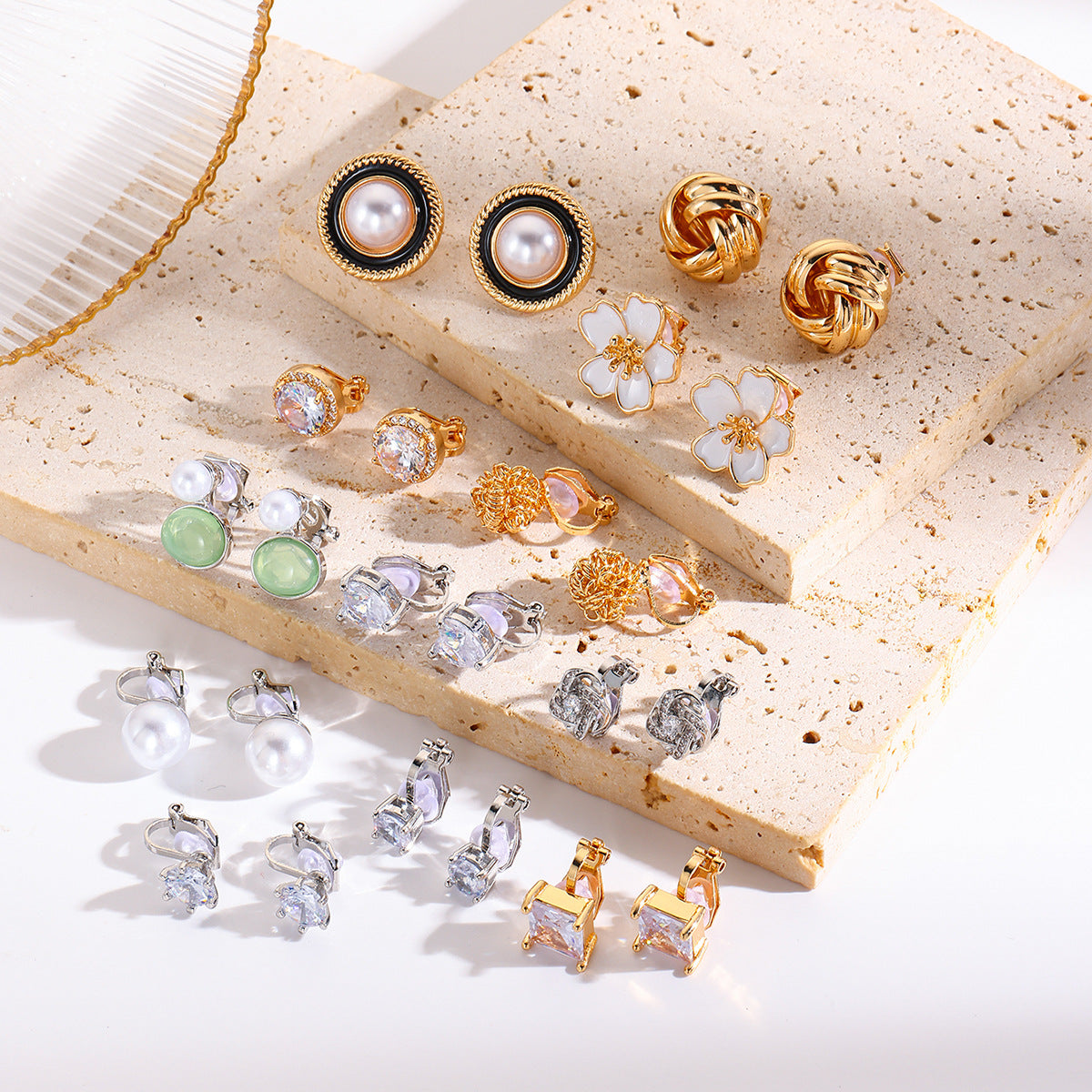 Wholesale Versatile Metallic Six-Pair Ear Clips Light Luxury High-End Women' s Non-Pierced Ear Clips Earrings