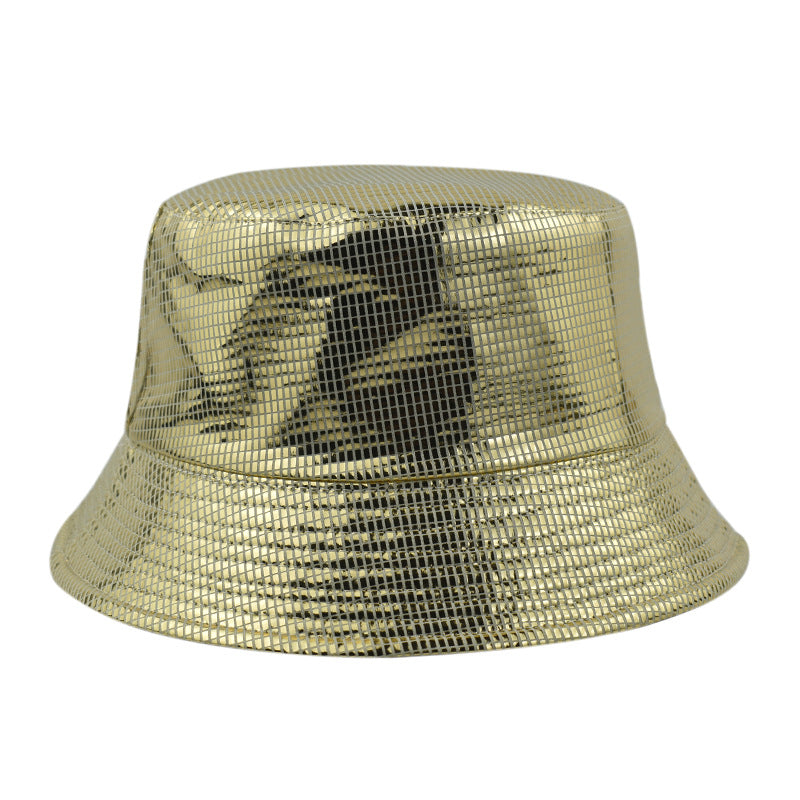 Wholesale  Fashion Rainbow Colorful Gold and Silver Fish Scale Basin Hat