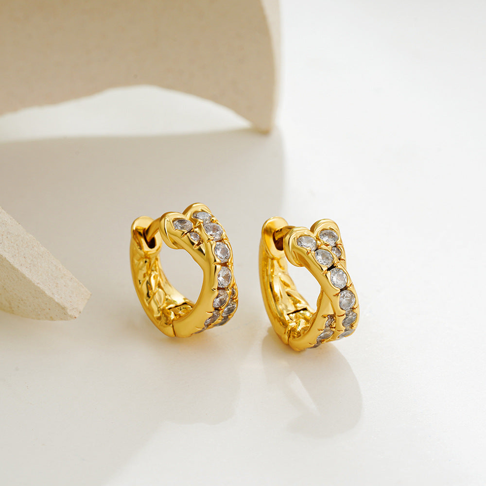 Wholesale Double Row Zircon Plated Earrings