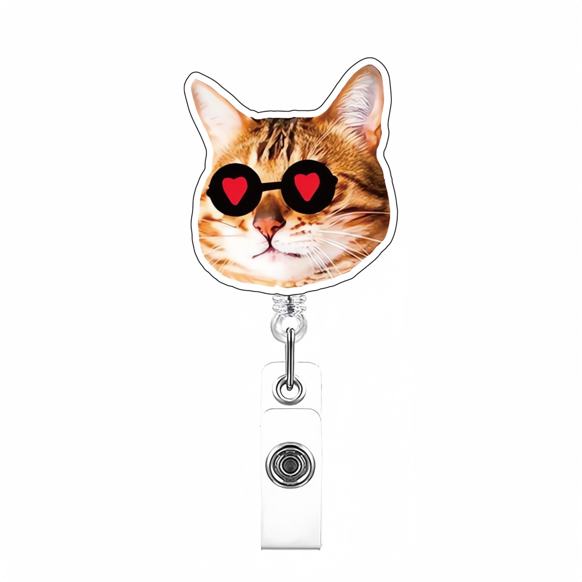 Wholesale Cute Cat Acrylic Retractable Rotating Badge Keychain