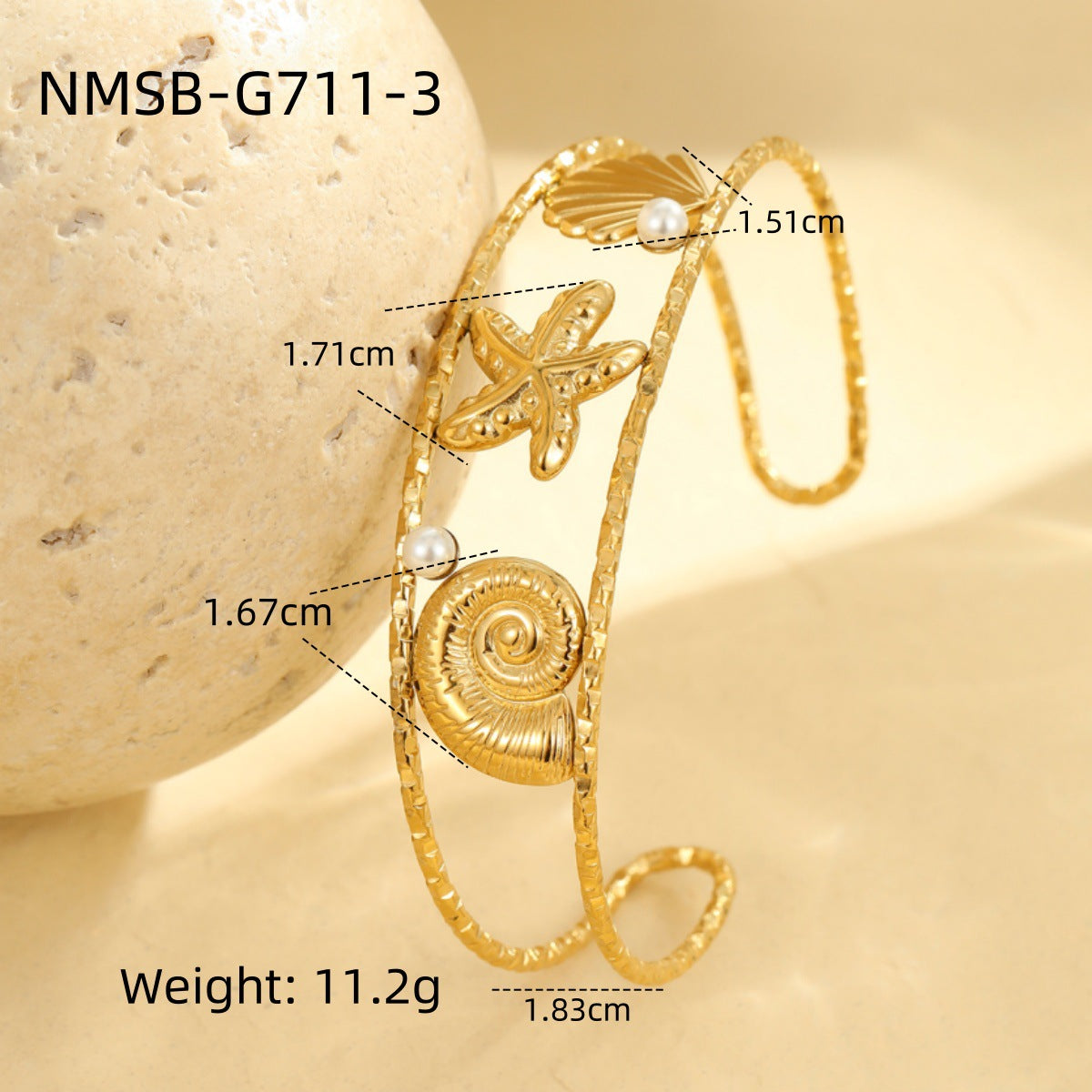 Wholesale Marine Series Starfish Conch Stainless Steel Bracelet
