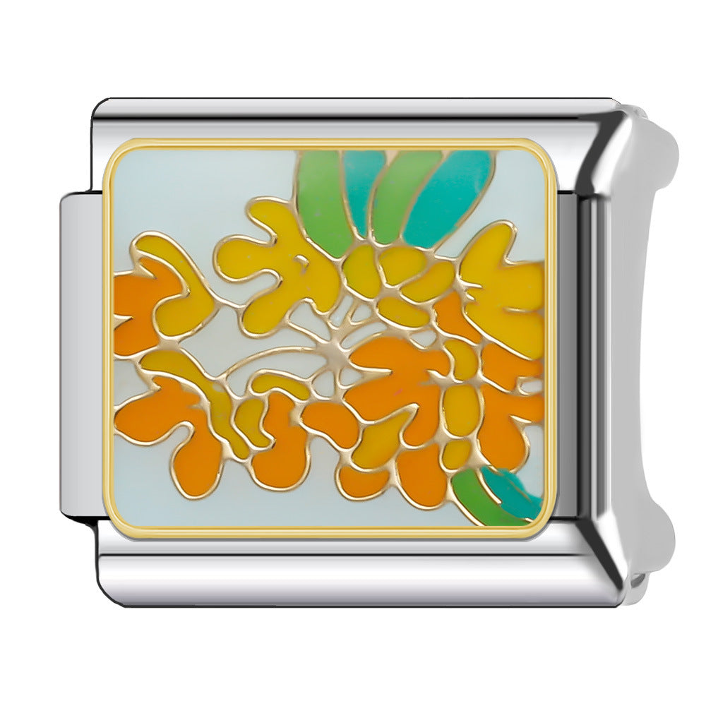 Wholesale Italian Charm Bracelet 9mm DIY Splicing Floral Collection Stainless Steel Composable Bracelet