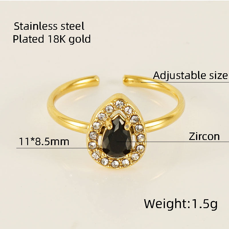 Wholesale Titanium Steel Diamond Heart Movable Adjustable Zircon Rings ACC-RS-ZhongXin004